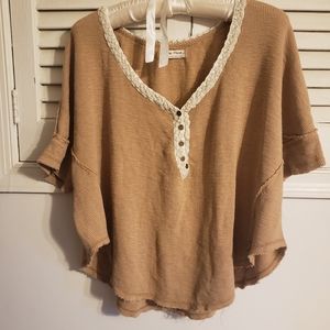 We the free waffle texture poncho tee